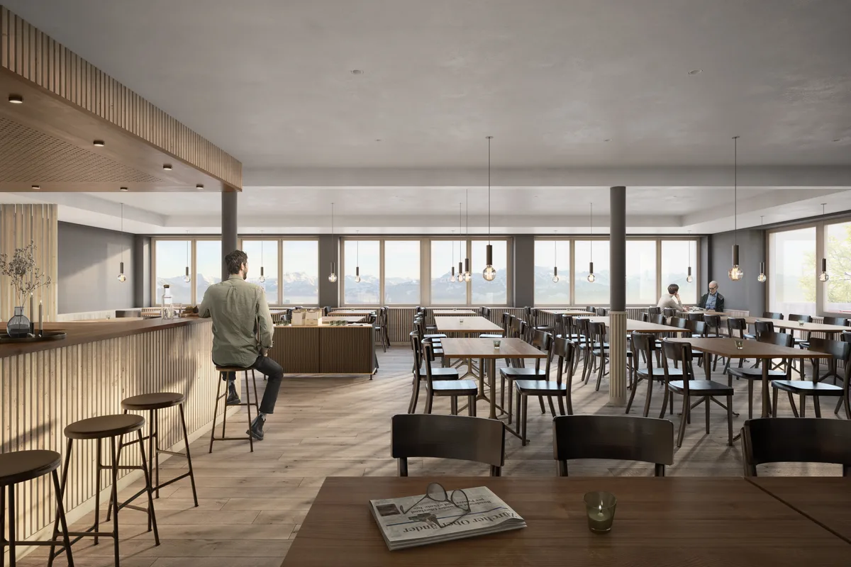 Visualisierung der neuen Gaststube des Restaurants Bachtel-Kulm.
