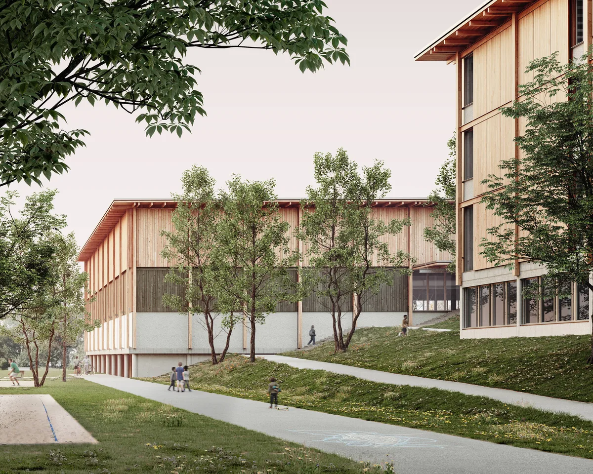26351060-1 Visualisierung der neuen Schul- und Sportanlage in Bubikon.
