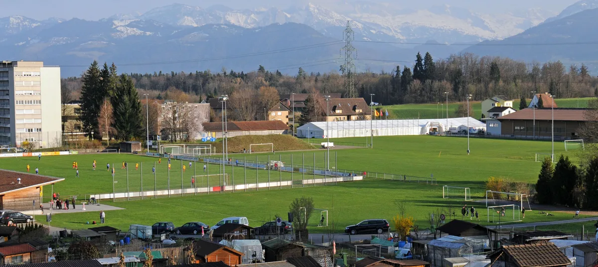 Blick auf die Sportplätzesituation Schützenwiese. Blick auf die Sportplätzesituation Schützenwiese.
