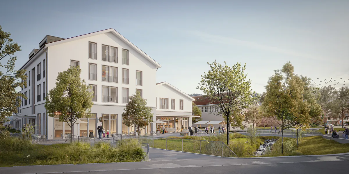 So könnte das Areal des alten Landi in Bauma mit dem freigelegten Lochbach einst aussehen.