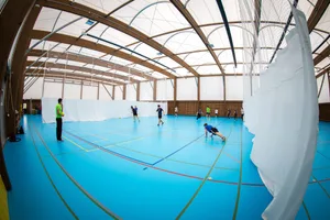 provisorische dreifach Turnhalle auf der Sportanlage Buchholz. provisorische dreifach Turnhalle auf der Sportanlage Buchholz.