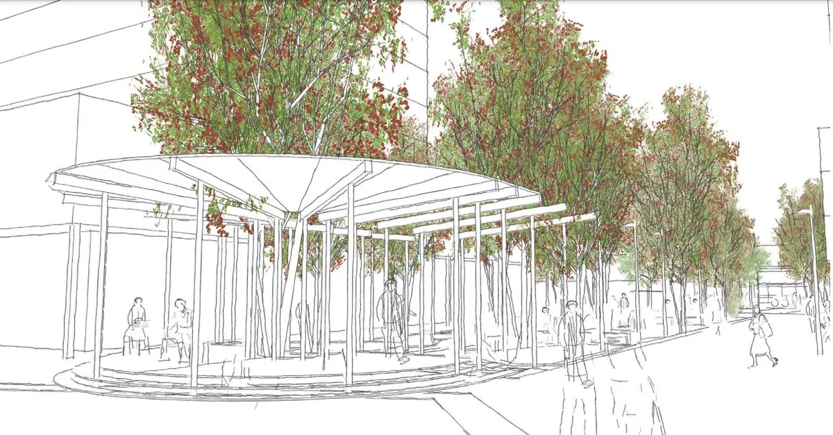 Bestandteil der Pläne des Ustermer Stadtrats für das «attraktive Stadtzentrum» ist ein Pavillon auf der Webernstrasse. Die Fraktion FDP/Die Mitte wollte diesen aus Kostengründen streichen. 