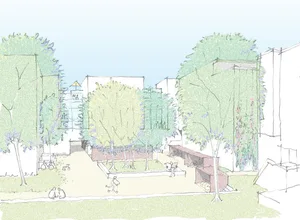 10755576-6 Gestaltungsplan Pestalozzistrasse in Wetzikon, der im Februar 2023 öffentlich aufgelegt worden ist; Visualisierung Modell Plan Karte