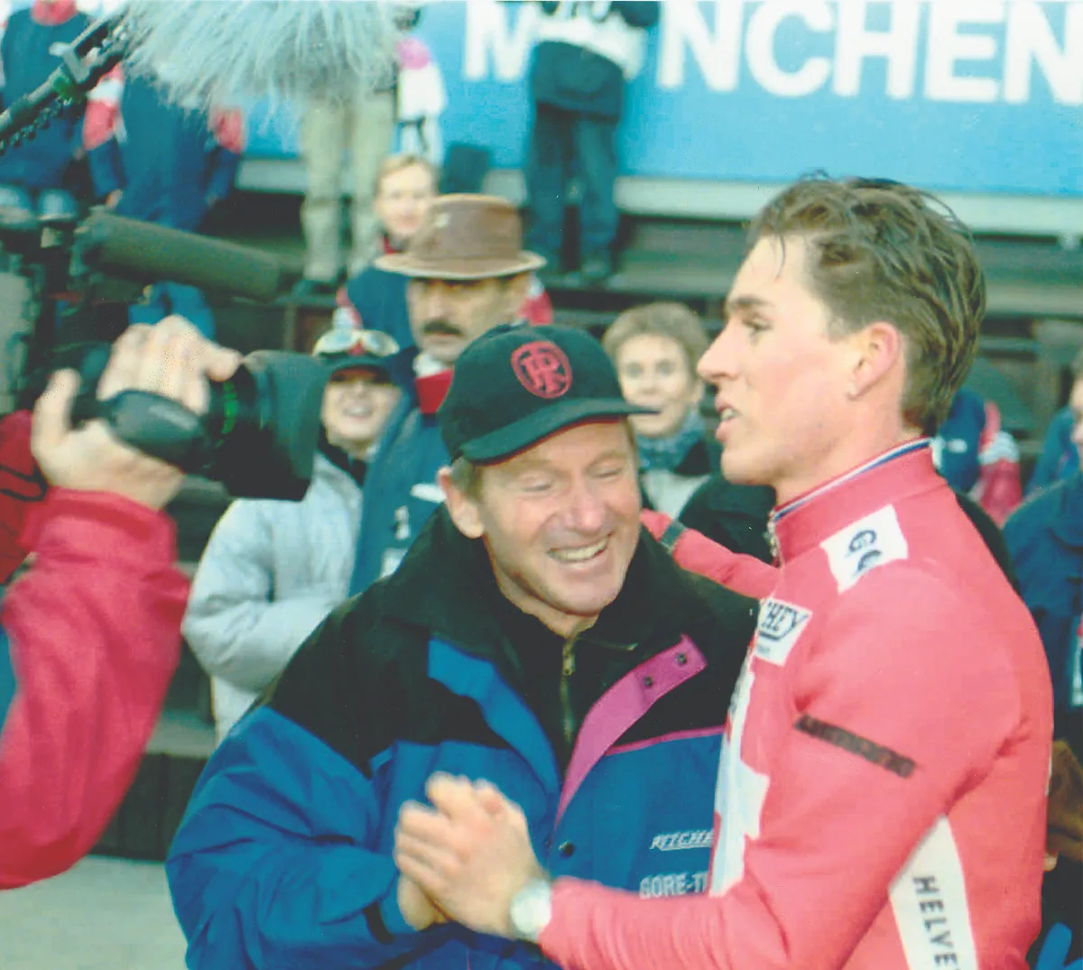 Peter Frischknecht (links) mit Sohn Thomas Frischknecht an der Radquer-WM in München im Jahr 1997. Peter Frischknecht