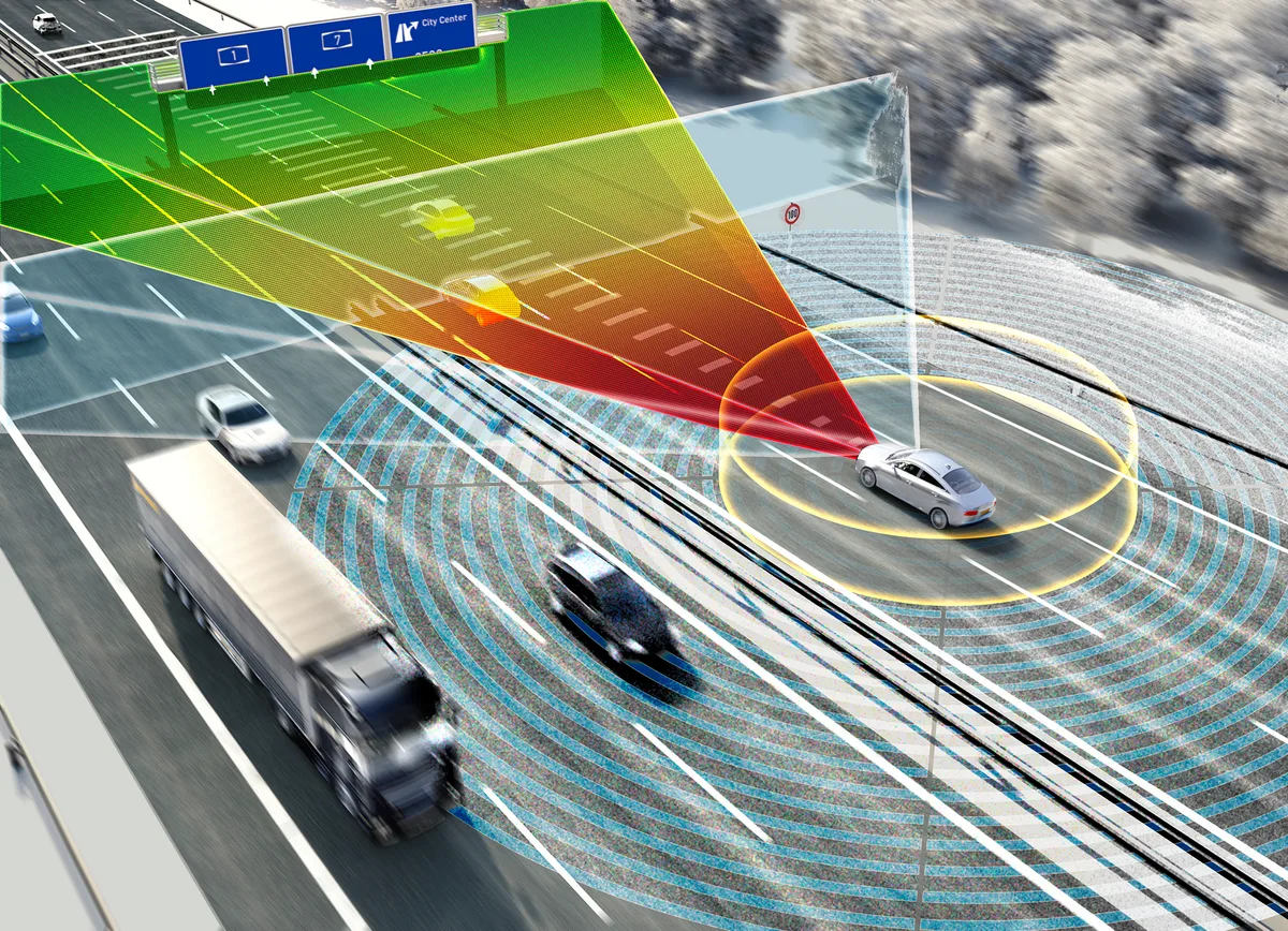 21442030-2 Autonomes Fahren ist einer der Megatrends in der Automobilindustrie. Huber+Suhner liefern dazu benötigte Radarantennen.