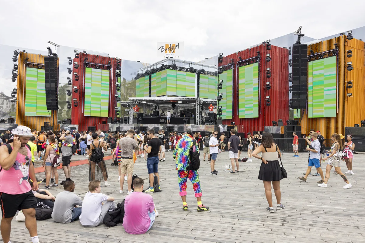 Participants are waiting for the 30th Street Parade to start in the city center of Zurich, SwitzerlandSaturday, August 12, 2023 The annual dance music event Street Parade runs this year under the claim I wish.