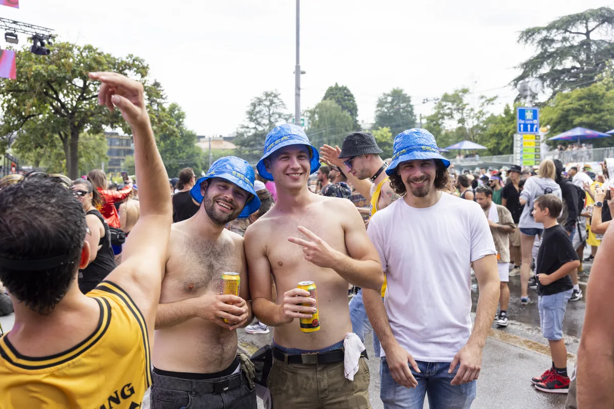 Participants are dancing through the streets during the 30th Street Parade in the city center of Zurich, Switzerland, Saturday, August 12, 2023. The annual dance music event Street Parade runs this year under the claim