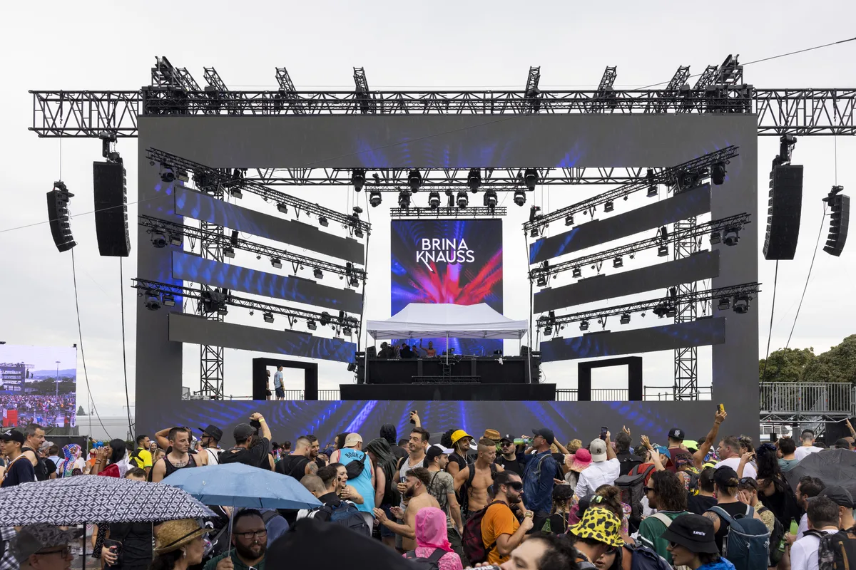 Participants are dancing during the 30th Street Parade in the city center of Zurich, Switzerland, Saturday, August 12, 2023. The annual dance music event Street Parade runs this year under the claim