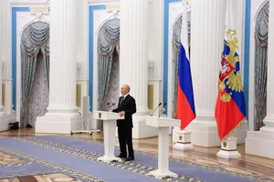 epa11772837 Russian President Vladimir Putin speaks during a ceremony to present state Awards to outstanding Russians at the Kremlin in Moscow, Russia, 12 December 2024. EPA/ALEXANDER KAZAKOV / SPUTNIK / KREMLIN / POOL MANDATORY CREDIT epa11772837 Russian President Vladimir Putin speaks during a ceremony to present state Awards to outstanding Russians at the Kremlin in Moscow, Russia, 12 December 2024. EPA/ALEXANDER KAZAKOV / SPUTNIK / KREMLIN / POOL MANDATORY CREDIT