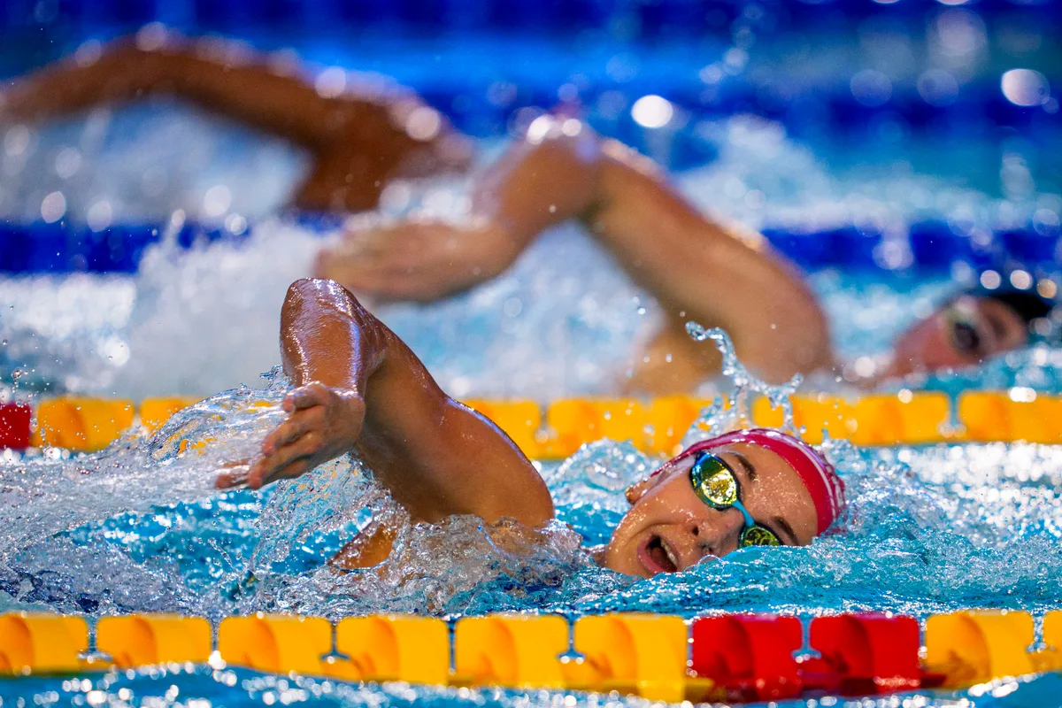 Vanna Djakovic competes in the Women’s 400m Freestyle Heats during the European Aquatics Short Course Swimming Championships in Lublin, Poland, Tuesday, Dec. 2, 2025. (KEYSTONE/Patrick B. Kraemer)