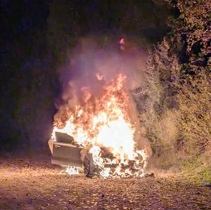 Das Auto brannte vollständig aus. Das Auto brannte vollständig aus.