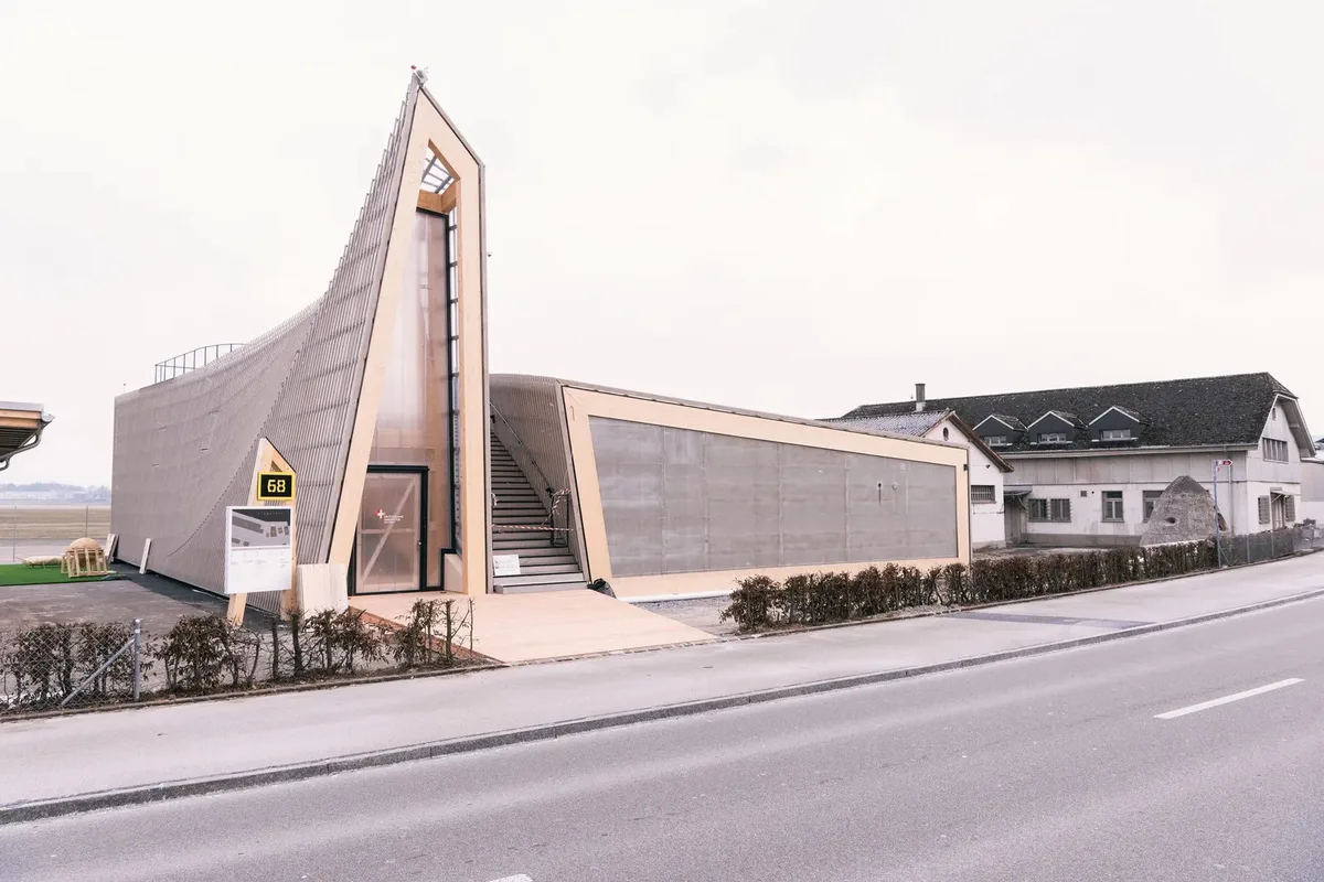 Der Pavillon am Eingang des künftigen Innovationsparks in Dübendorf.