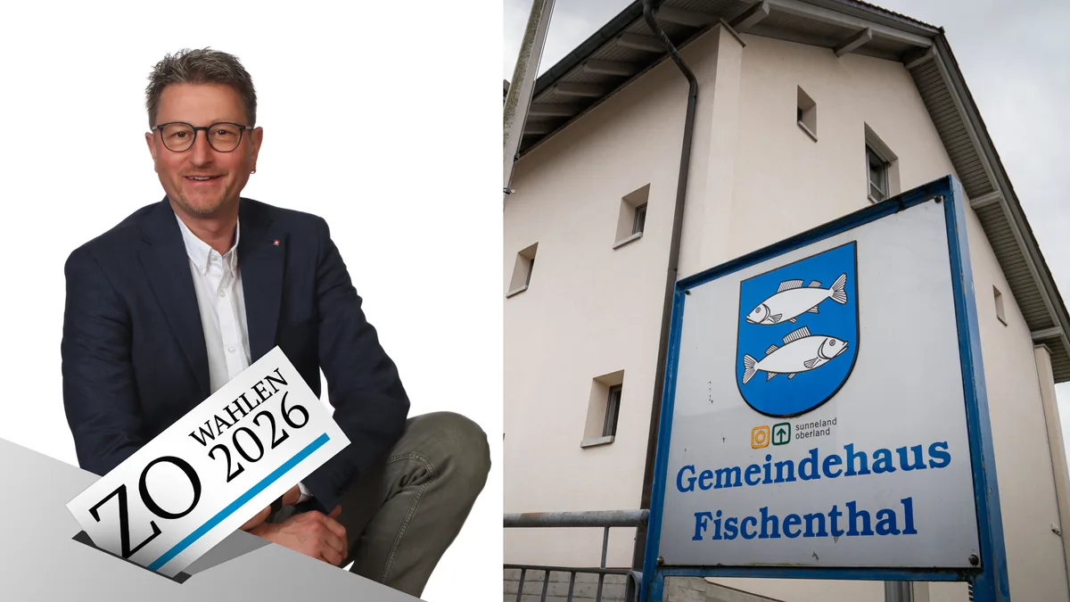 Ein Mann und ein Gemeindehaus.