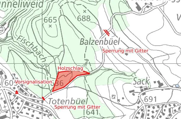Man sieht einen Plan, in dem eine Sperrung eingezeichnet ist.