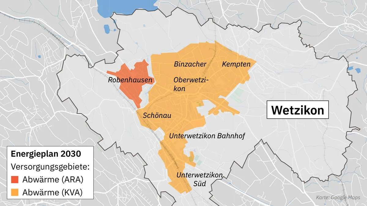 Schematische Karte der Abwärmen (ARA und KVA)