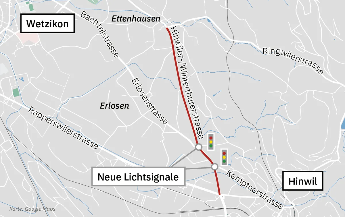 Hinwiler-/Winterthurerstrasse, Sanierung mit neuen Lichtsignalen