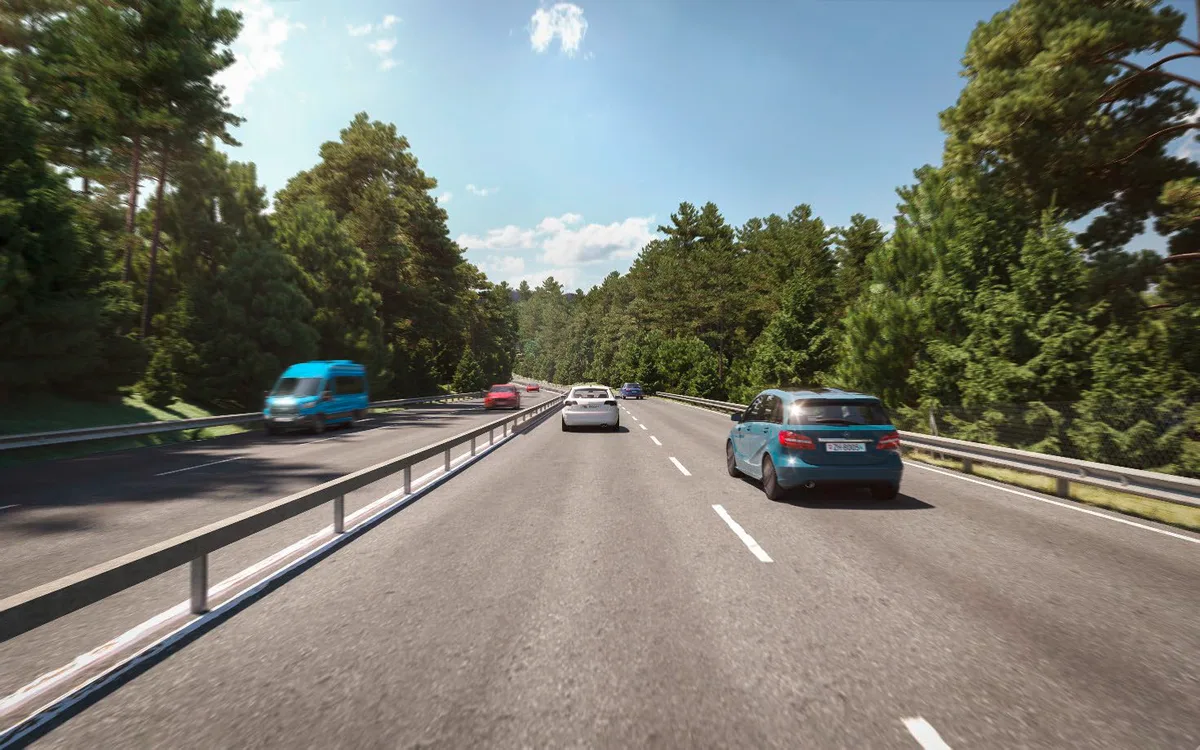 Blick als Autofahrer von der Strasse von 