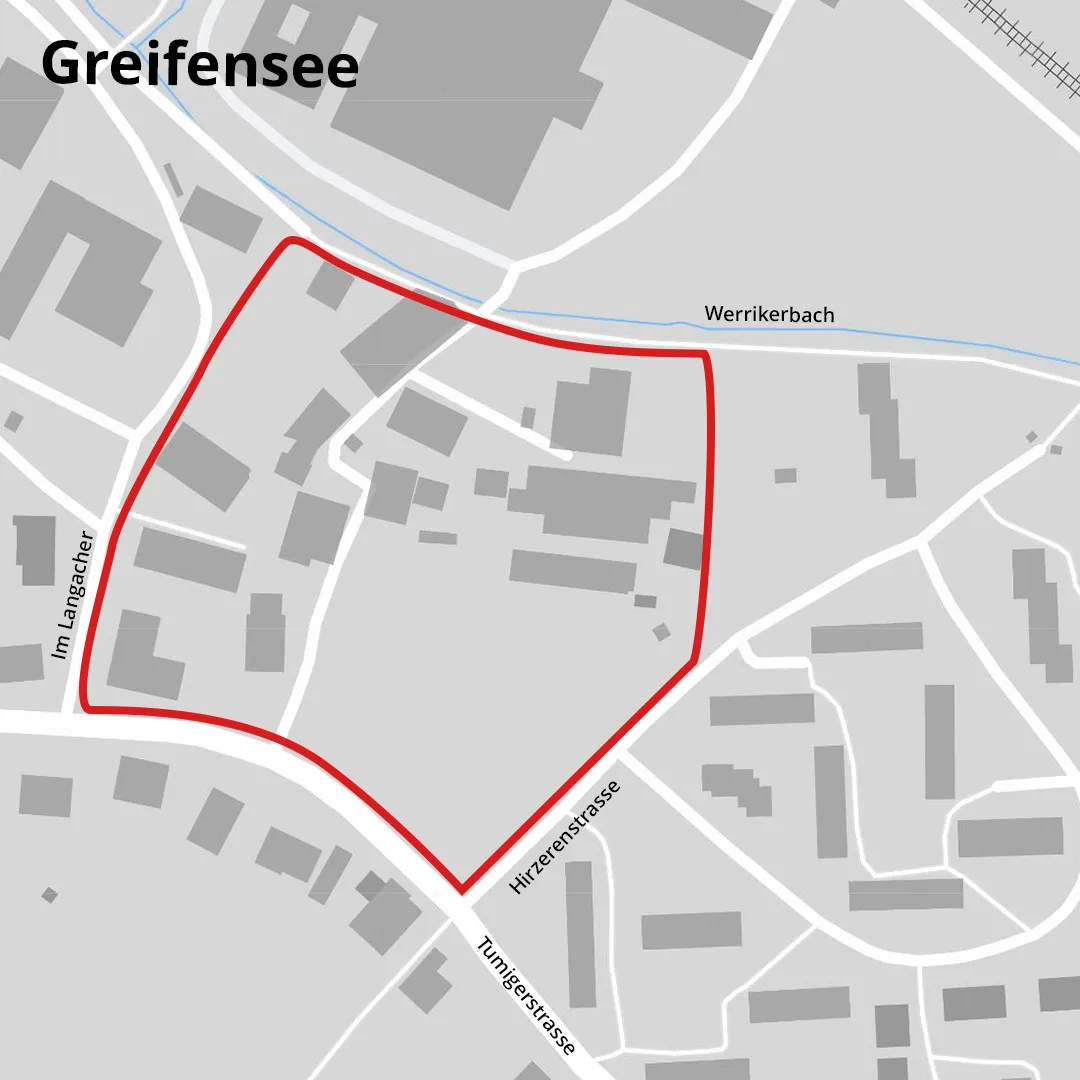 Karte des Planungsgebiets im Sagi-Areal in Greifensee.