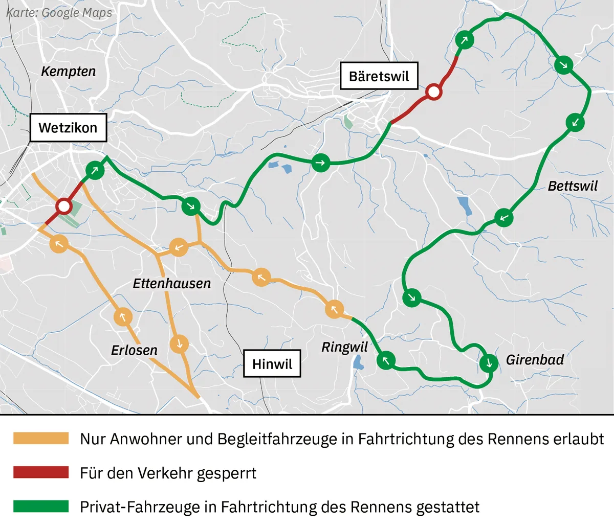 Grafikkarte von der Rad-SM-Strassensperrung.