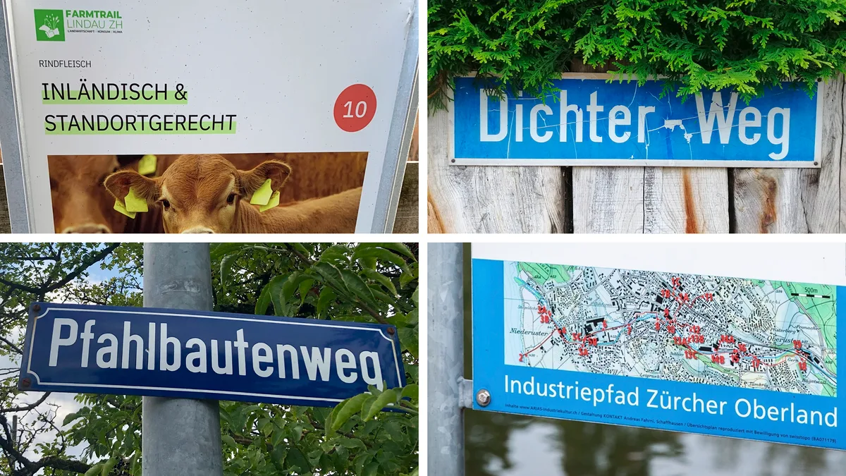 Collage mit den Lehrpfaden der Region