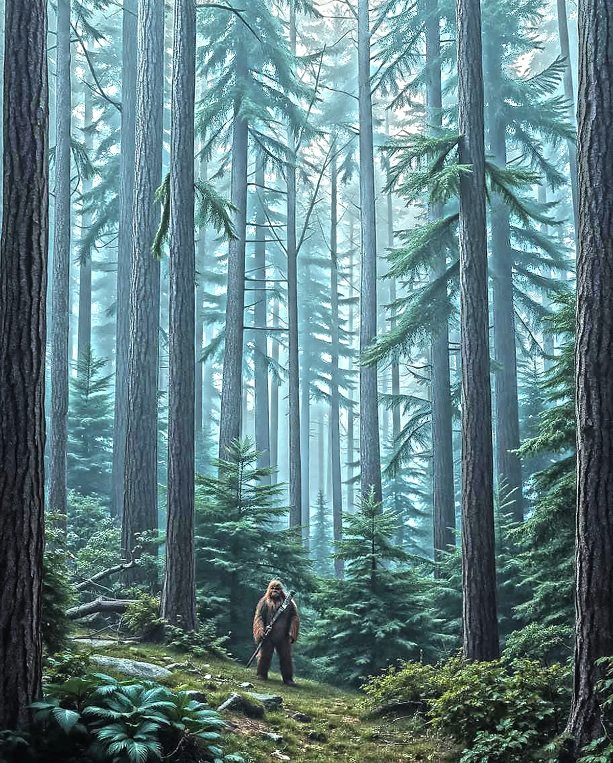 KI-generiertes Bild des Waldmonds Endor aus «Star Wars».