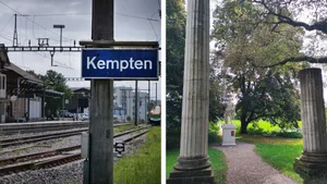 Eine Bildcombo der Station Kempten und eines Römerhofs Eine Bildcombo der Station Kempten und eines Römerhofs