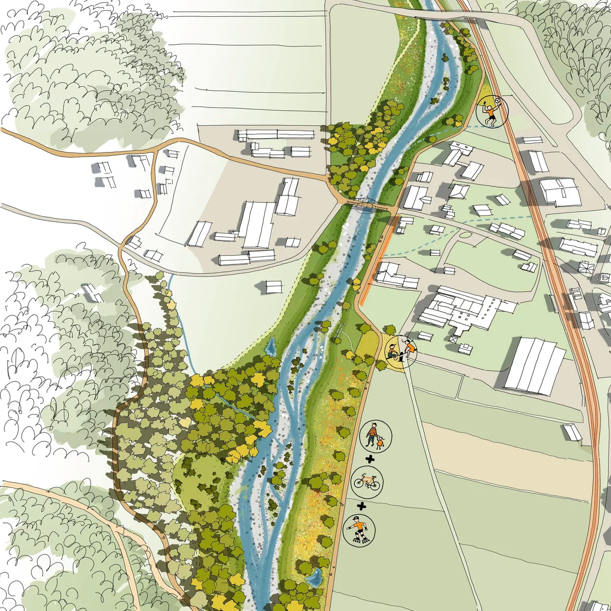 So kÃ¶nnte die naturnah gestaltete TÃ¶ss aussehen. Die revitalisierte TÃ¶ss schÃ¼tzt Wila besser vor Hochwasser, ist wertvoll fÃ¼r Mensch und Natur.
