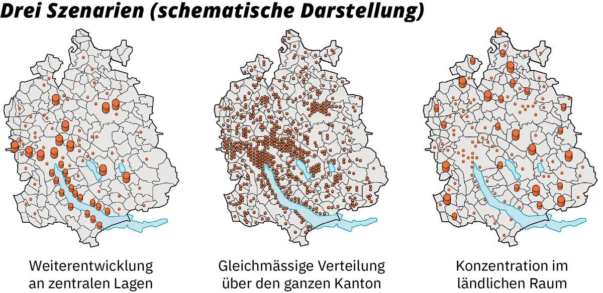 Grafiken zum Bevölkerungswachstum im Kanton Zürich 2020 bis 2050