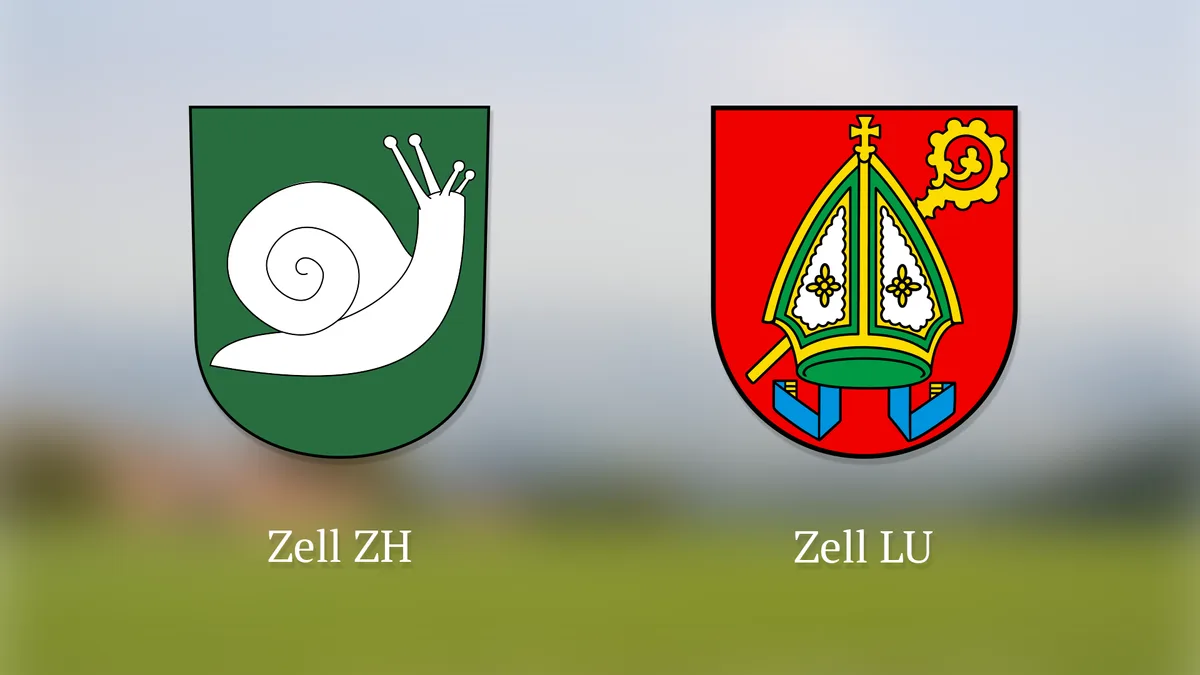 Weichtier versus Bischofsmütze: Welches Zeller Wappen gefällt Ihnen besser? Man sieht zwei Wappen nebeneinander.